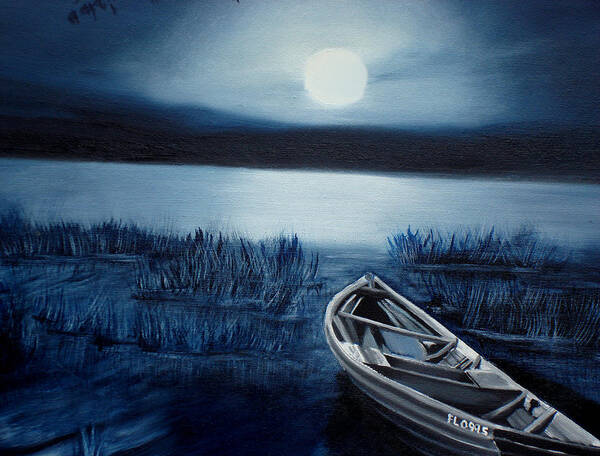  Art Print featuring the painting Moonlight On The River by Darlene Green