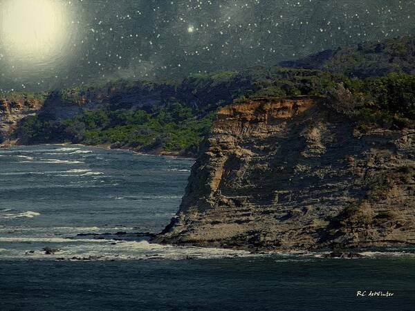 Landscape Art Print featuring the painting Moonlit Cove by RC DeWinter