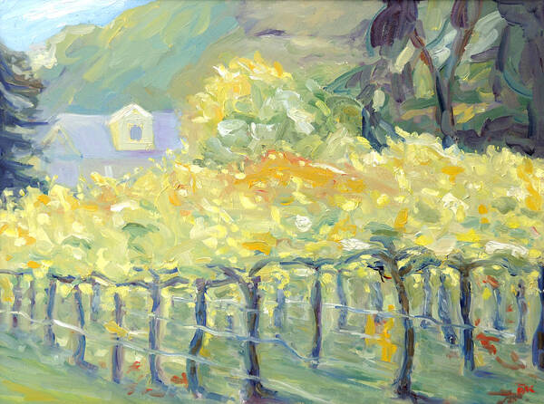 Napa Valley Vineyard Art Print featuring the painting Morning in Napa Valley by Barbara Anna Knauf