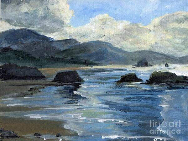 Oregon Art Print featuring the painting Morning Mists Oregon Coast by Randy Sprout