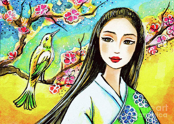 Asian Woman Art Print featuring the painting Morning Spring by Eva Campbell