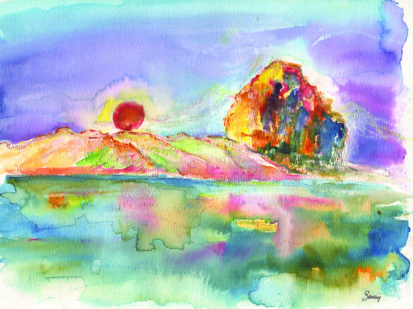 Landscape Art Print featuring the painting Morro Rock by Shelley Myers