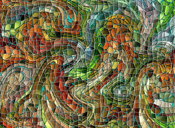 Abstract Art Print featuring the digital art Mosaic #75 by Iris Gelbart