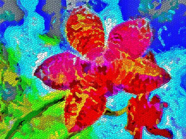 Orchid Art Print featuring the photograph Mosaic Orchid by Ludwig Keck