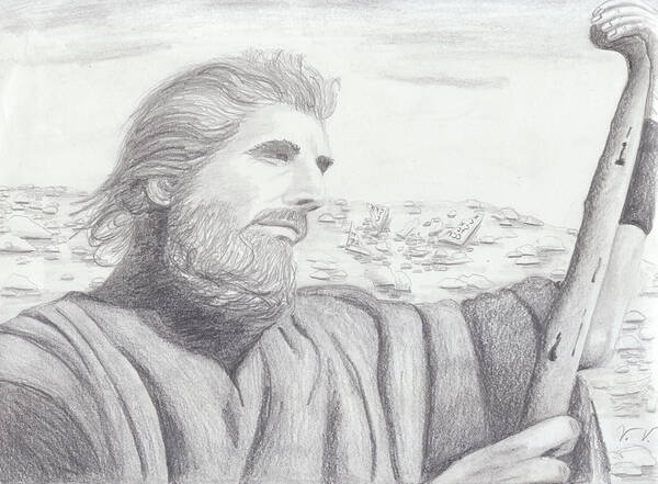 Moses Art Print featuring the drawing Moses by Martin Valeriano