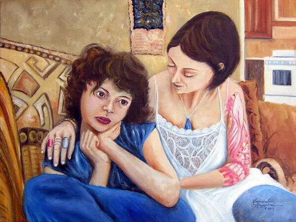 People Art Print featuring the painting Motherly Love by Leonardo Ruggieri