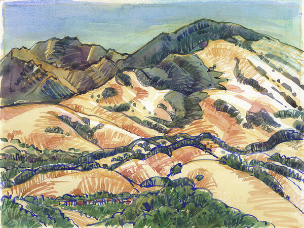 Landscape Art Print featuring the painting Mount Diablo from Briones by Judith Kunzle