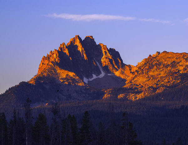 Sawtooth Mountain Art Print featuring the photograph Mount Heyburn illuminated by first light in Stanley Idaho USA by Vishwanath Bhat