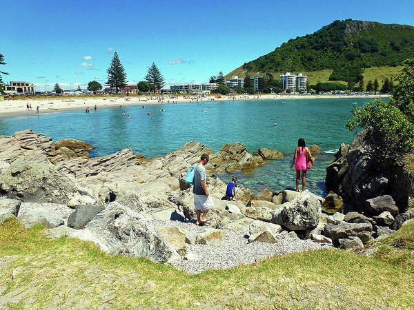 Mount Maunganui Art Print featuring the photograph Mount Maunganui Beach 12 - Tauranga New Zealand by Selena Boron