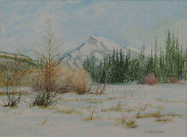 Watercolor Art Print featuring the painting Mount Rundle in Winter by E Colin Williams ARCA