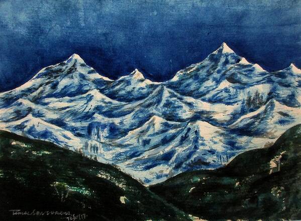 Art Art Print featuring the painting Mountain -2 by Tamal Sen Sharma