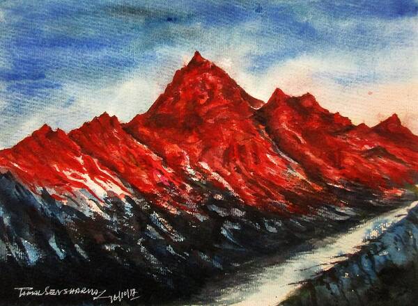 Art Art Print featuring the painting Mountain -7 by Tamal Sen Sharma