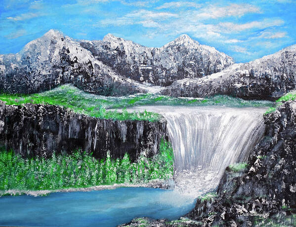 Landscape Art Print featuring the painting Mountain Falls by Dick Bourgault