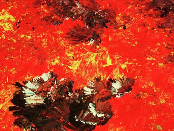 Abstract Art Print featuring the painting Mountain Fire....detail by Adolfo hector Penas alvarado