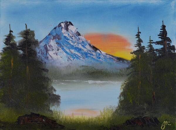 Mountain Sunset Art Print featuring the painting Mountain Sunset by Jacob Kimmig