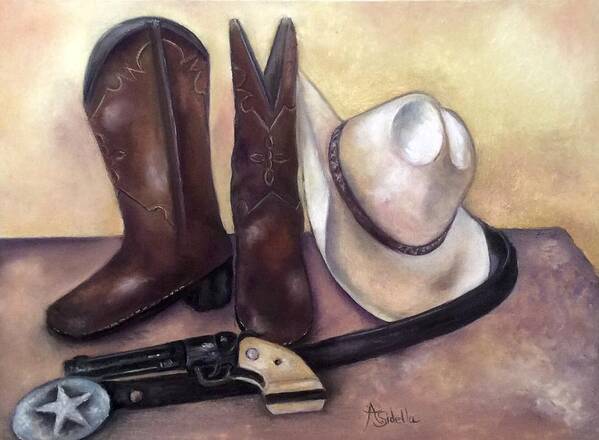 Cowboys Art Print featuring the painting My Cowboy's Home by Annamarie Sidella-Felts