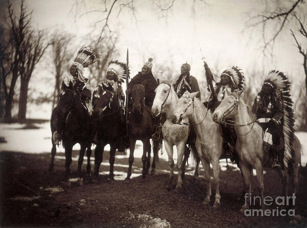 1900 Art Print featuring the photograph Native American Chiefs by Edward Curtis
