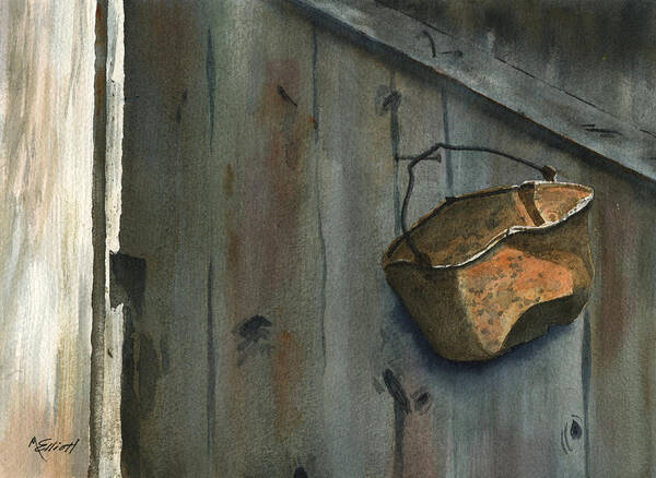 Rust Art Print featuring the painting Neighbor Dons Rusted Kettle by Marsha Elliott