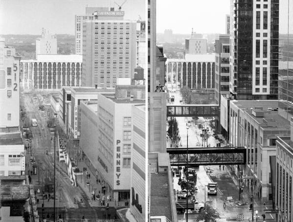 Book Work Art Print featuring the photograph Nicollet Mall from Dayton's 12th floor by Mike Evangelist