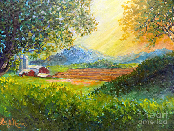 Acrylics Art Print featuring the painting Nixon's Majestic Farm View by Lee Nixon
