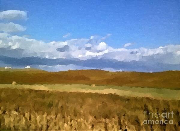 Digital Art Art Print featuring the mixed media North Dakota Grass Land Impression by Delynn Addams