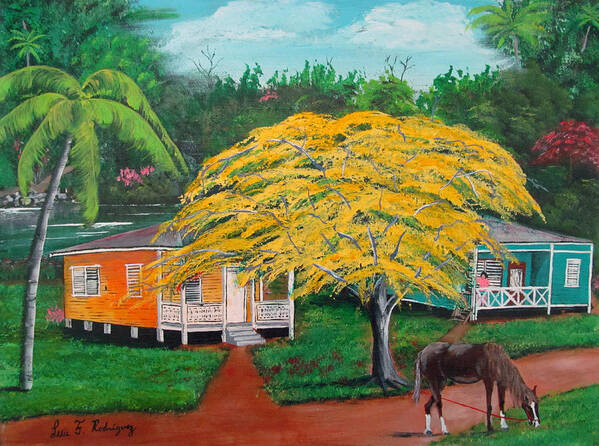 Old Wooden Homes Art Print featuring the painting Nostalgia by Luis F Rodriguez