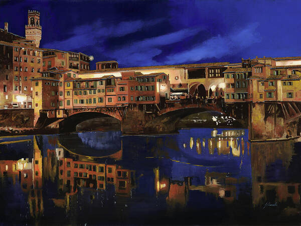 Firenze Art Print featuring the painting Notturno Fiorentino by Guido Borelli