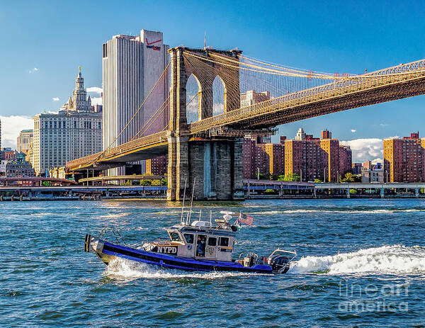 Nypd Art Print featuring the photograph NYPD on East River by Nick Zelinsky Jr