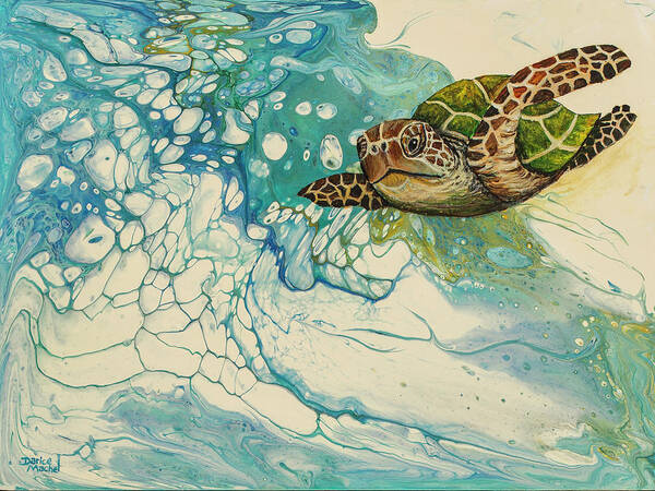 Honu Art Print featuring the painting Ocean's Call by Darice Machel McGuire