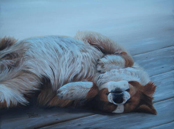 Dog Art Print featuring the painting Dog Gone Tired by Tammy Taylor
