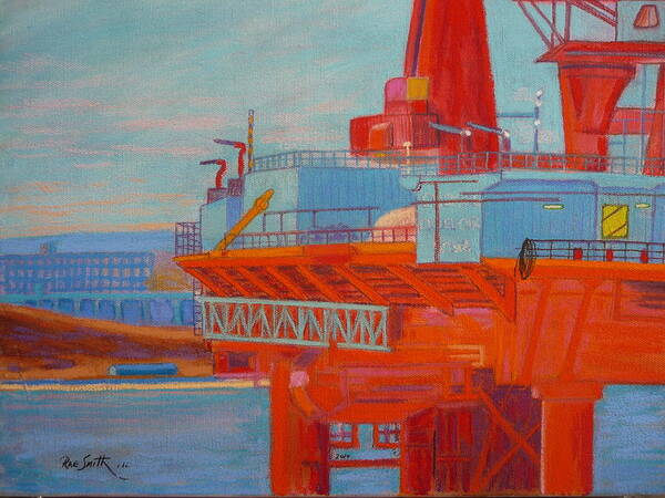 Pastels Art Print featuring the pastel Oil Rig in Halifax Harbour by Rae Smith PSC