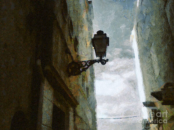 Painting Art Print featuring the painting Old City Street by Dimitar Hristov