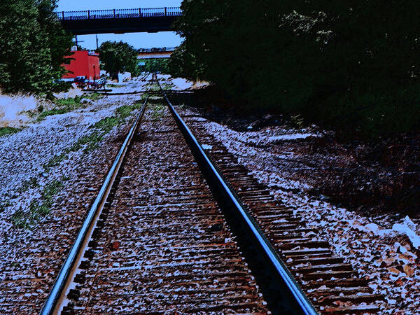 Abstract Art Print featuring the photograph On the Railroad Tracks by Lenore Senior