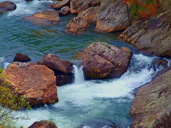 Rocks Art Print featuring the photograph On The River by Judy Waller