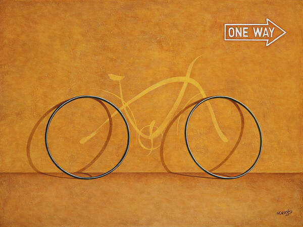 Bike Art Print featuring the painting One Way by Horacio Cardozo