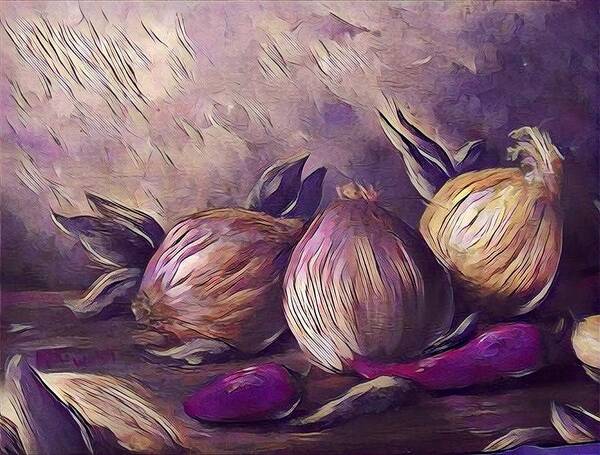 Still Life Art Print featuring the painting Onions and peppers digital by Megan Walsh