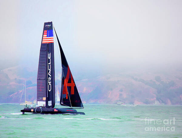 America's Cup Art Print featuring the photograph Oracles USA America's Cup Paint by Chuck Kuhn