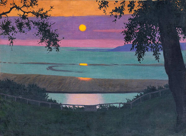 Felix Vallotton Art Print featuring the painting Orange and Violet Sky by Felix Vallotton