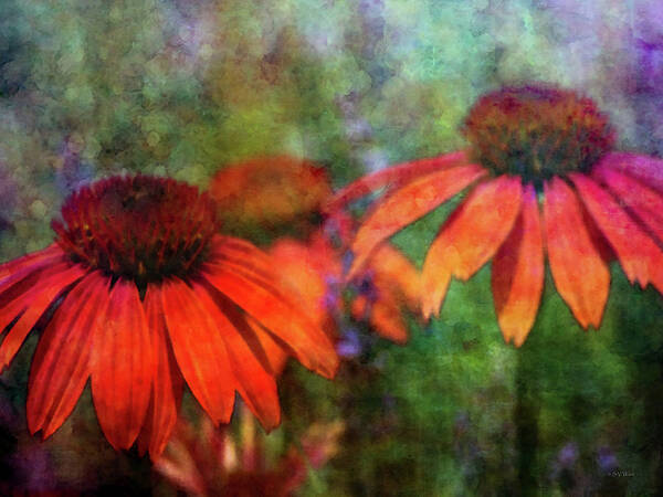 Impressionist Art Print featuring the photograph Orange Cones and Lavender 2622 IDP_2 by Steven Ward