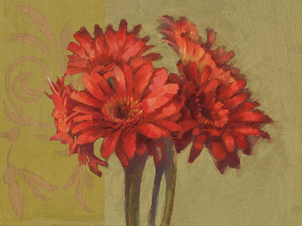 Floral Art Print featuring the painting Orange Gerbers by Cathy Locke