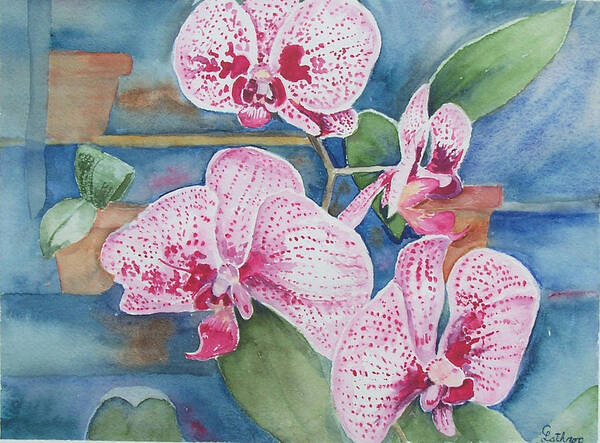 Flower Art Print featuring the painting Orchids by Christine Lathrop
