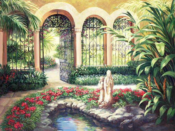 Landscape Art Print featuring the painting Oriental Garden by Laurie Snow Hein