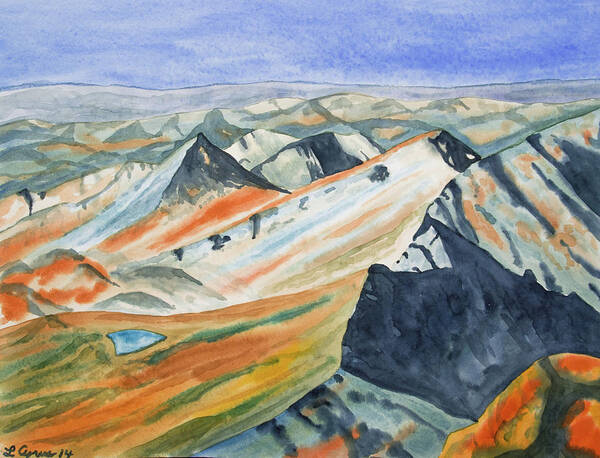Alpine Art Print featuring the painting Original Watercolor - High Alpine View by Cascade Colors
