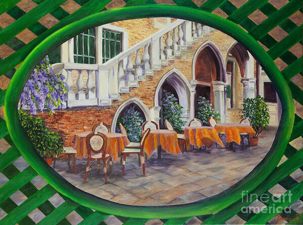 Venice Italy Art Art Print featuring the painting Outdoor Cafe In Venice by Charlotte Blanchard