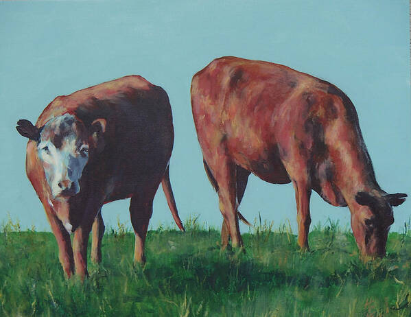 Cows Art Print featuring the painting Cows by Philip Fleischer