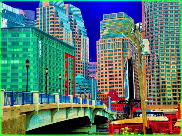 Cityscape Art Print featuring the photograph p1070571b Boston Bridge by Ed Immar 