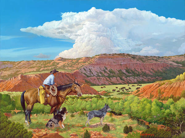 Palo Duro Canyon Art Print featuring the painting Palo Duro Serenade by Howard DUBOIS