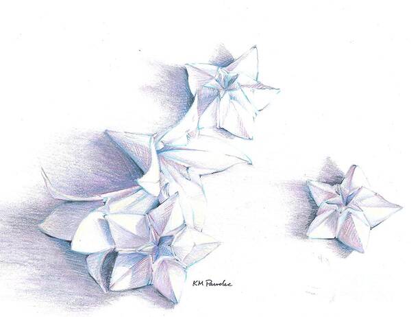 Still Life Art Print featuring the drawing Paper petals by K M Pawelec
