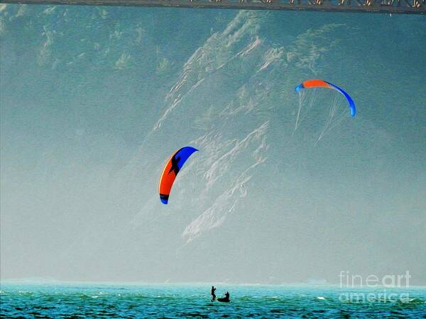 Parasail-parachuting Art Print featuring the photograph Parasailing on the Bay by Scott Cameron