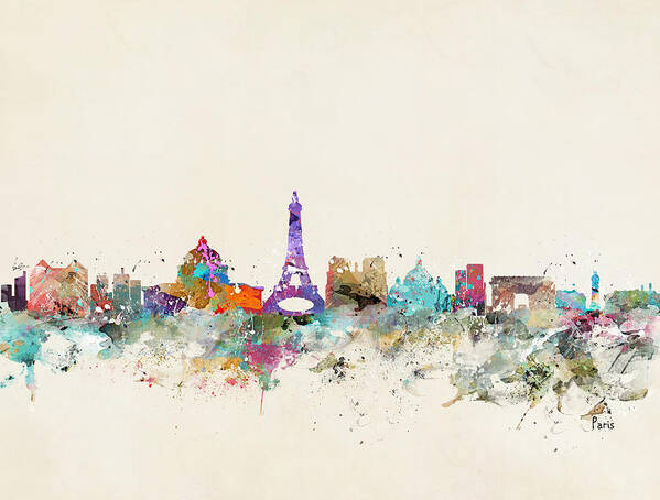 Paris Art Print featuring the painting Paris City Skylline by Bri Buckley